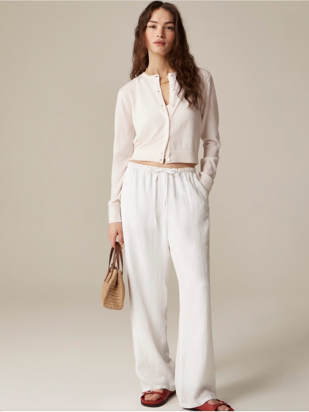 NWT J.Crew Featherweight Cashmere Cardigan Snow White XS⁠
